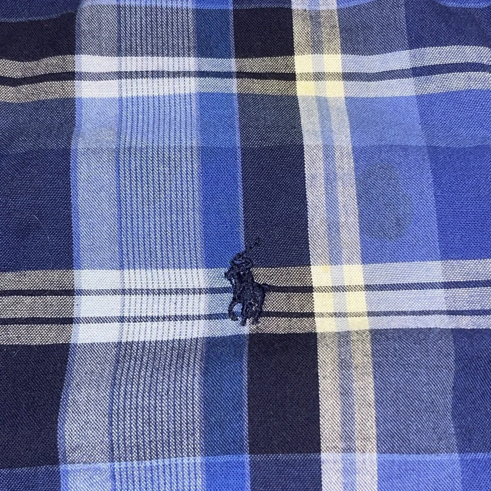 Boys Ralph Lauren Blue Plaid Button Down Shirt Long Sleeve 10-12 Preppy